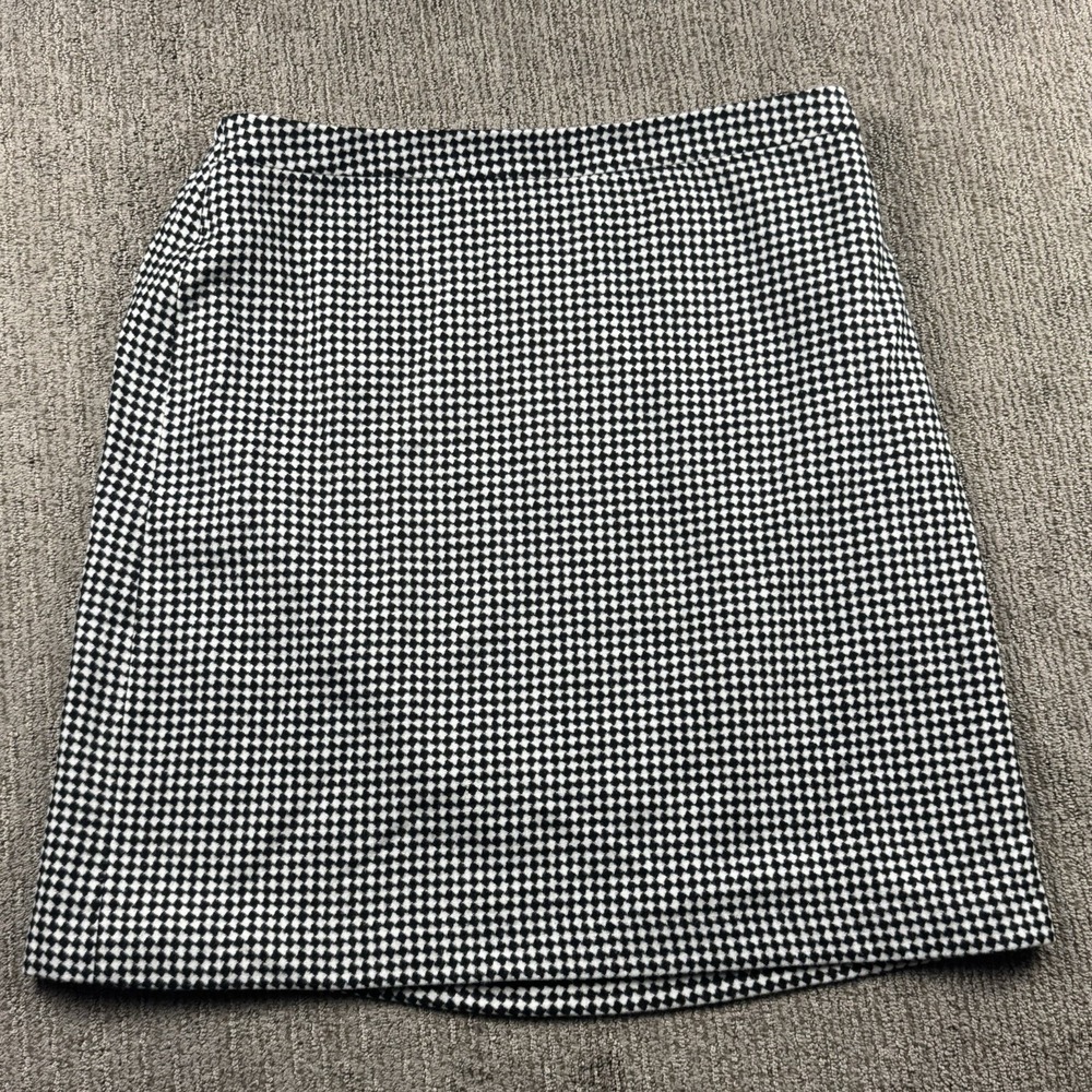 Talbots Womens 16W Plus Wool Blend Skirt Black White Diamond Check